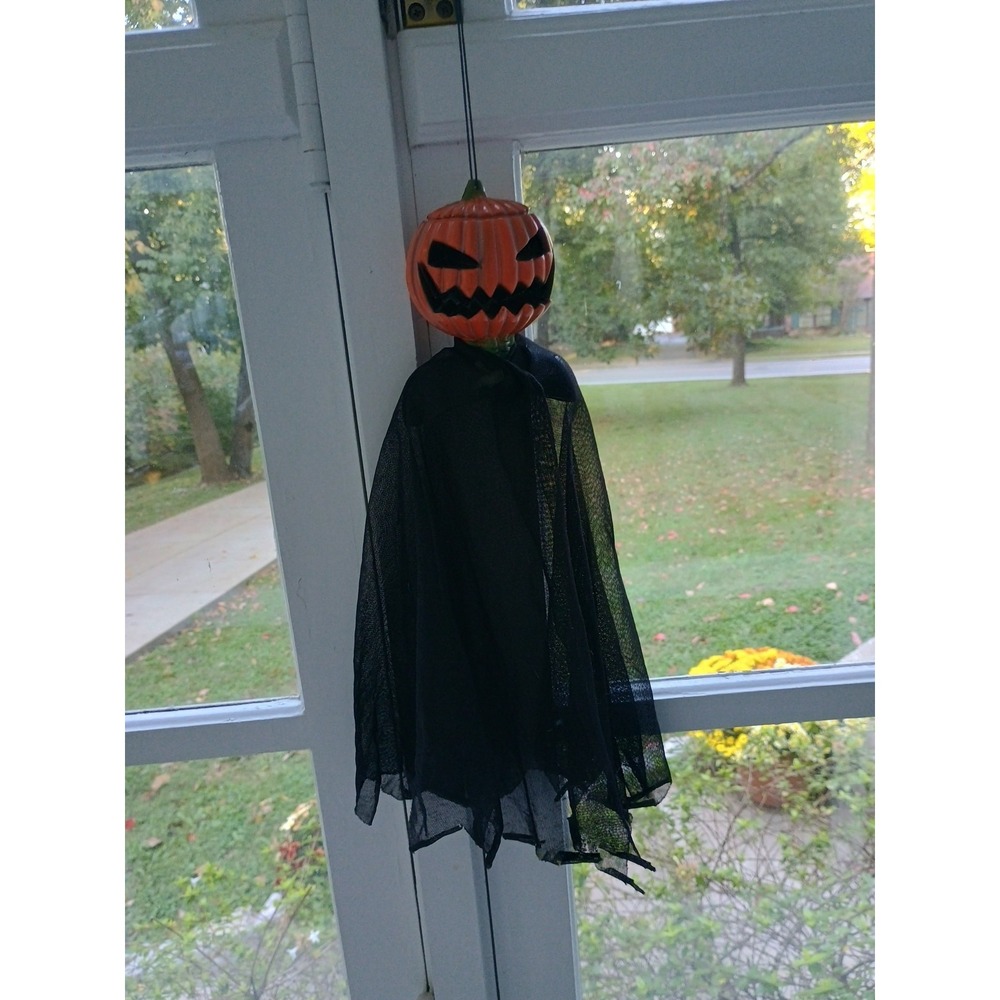 Vintage Hanging‎ Jack-O'-Lantern Scary Pumpkin Halloween Plastic Spooky - Picture 6 of 7